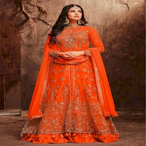 Net Embroidery And Stone Work Anarkali Suit
