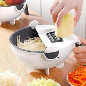 New 9in 1 Multifunction Magic Rotate Vegetable Cutter with Drain Basket Vegetables Chopper Veggie Slicer Kitchen Tool-1009
