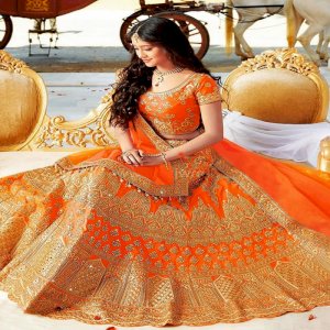 Taffeta Silk Red Bridal Lehenga With Heavy Naylon Net Dupatta-1915