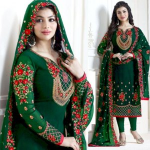 Shilpa Shetty Blue Georgette Embroidery Churidar Salwar Kameez