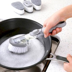 Kitchen Cleaning Brush Scrubber Dish Bowl Washing Sponge Automatic Liquid Dispenser Pot Cleaner Tool Gadgets