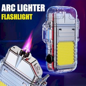 Waterproof Lighter Arc USB Lighter COB Light Lamp Transparent Pulse Rechargeable Lighter